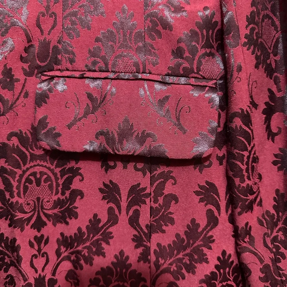 Vintage Reflections by Spiegel Baroque Print Maroon/Black Pantsuit Size 10 - Picture 6 of 13